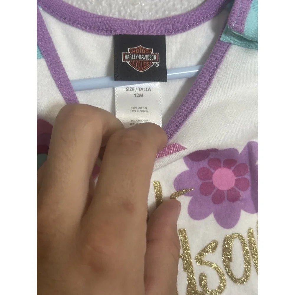 Harley Davidson pink flower one piece  12M
